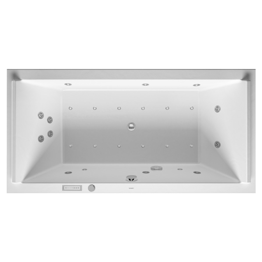 Baignoire STARCK
200 x 100 x 46 cm
Whirlpool, système Combi E
matière synthétique
à encastrer ou pour tablier
2 dossiers, 6 buses latérale
d'air et d'eau, 12 buses
de sol d'air, 4 buses dorsal
d'air et d'eau, 2 buses de
massage plantaire, 2 spots
vidage, chevalet de montage