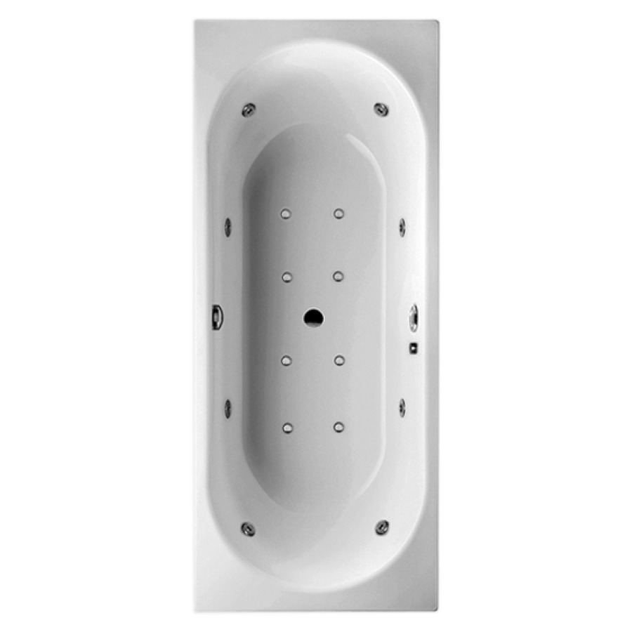 Baignoire DUETT JET + SPA
170 x 75 x 42 cm, acier
système Whirl, 8 buses de
massage, 8 buses d'air
vidage, chevalet de montage