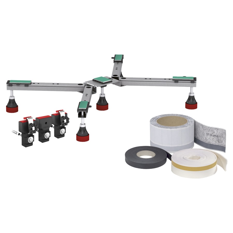 Set montage isolation phonique
avec ruban d'étanchéité MEPA
3S BW-5 SF, H 9-11 cm
réglable, pied pour douche
BW-5 SF, fixation, Aquaproof
Plus, pour receveurs de
douche en acier et en matière
synthétique
jusqu'à 100 x 100 cm
conforme à la norme SIA 181