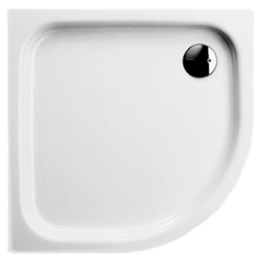 Receveur douche d'angle ZIRKON
longueur des côtés 80 cm
P 6,5 cm, rayon 50 cm
acier, isolation phonique
trou d'écoulement D 90 mm