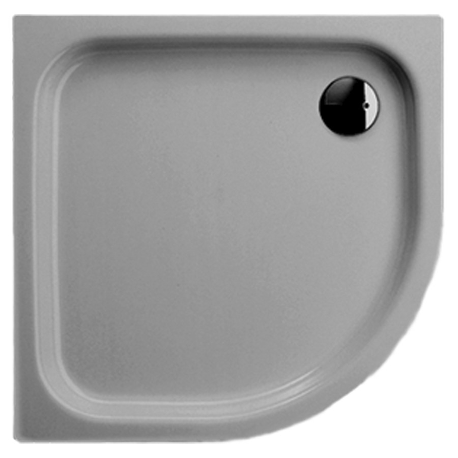 Receveur douche d'angle ZIRKON
longueur des côtés 100 cm
P 6,5 cm, rayon 50 cm, acier
isolation phonique, trou
d'écoulement D 90 mm