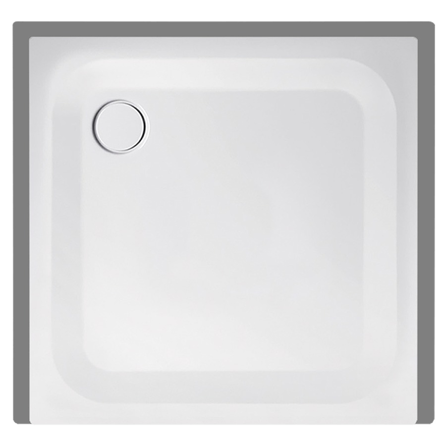 Receveur de douche SCHMIDLIN
80 x 80 x 3,5 cm, acier
écoulement derrière à gauche
D 90 mm, rebords derrière
à gauche et à droite, Z1101
cadre de montage, isolation
phonique