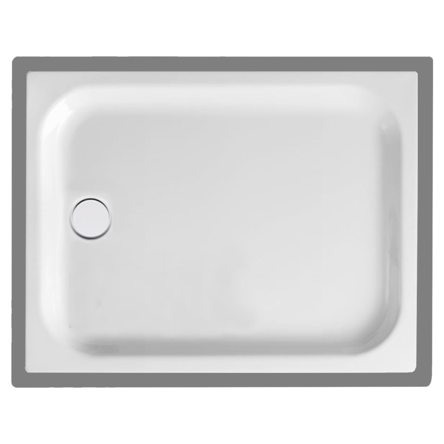 Duschenwanne SCHMIDLIN
110 x 80 x 6,5 cm, Stahl
Ablauf links Mitte D 90 mm
Zargen an 4 Seiten, Z1111
Schallisolierung