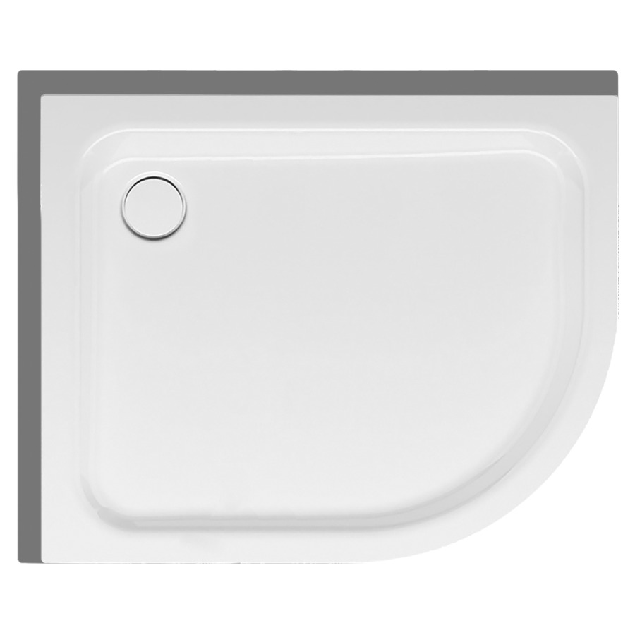 Eckduschenwanne SCHMIDLIN
100 x 80 x 6,5 cm
Radius 50 cm, Stahl
Ablauf hinten links D 90 mm
Ecke links, Zargen hinten und
links, Z1001
Schallisolierung