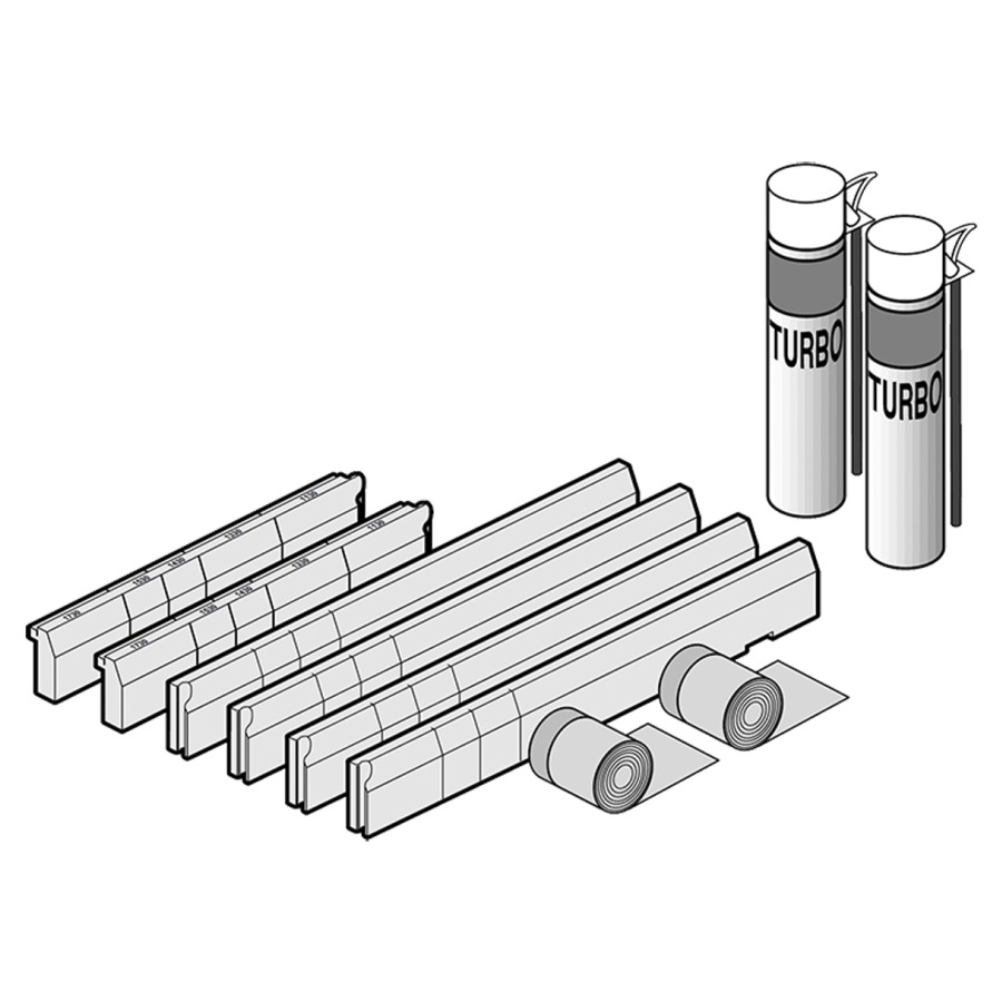 Set d'installation VILLEROY &
BOCH, pour receveur de
douche 120 x 80 - 180 x 100 cm
hauteur 13,5-15,5 cm réglable
mousse de montage, ruban
d'étanchéité, 3 blocs de
styromousse