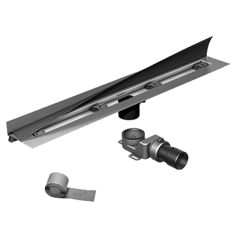 Rigole douche AQUA SWISSLINE
FLEX 900 set complet
longueur totale 100 cm
rigole 90 cm
écoulement Primo Plus
set d'étanchéité 3 (1,65 m)
encadrement mural réglable
12-22 mm, matériel de fixation
sans plaque de recouvrement