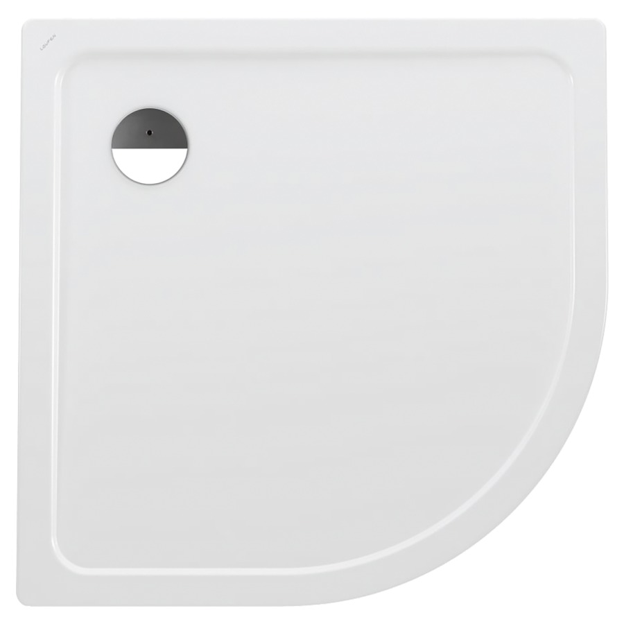 Receveur de douche PLATINA
longueur des côtés 100 cm
H 2.5 cm, rayon 55 cm
Acier, isolation phonique, quart de cercle
écoulement dans l’angle, D 90 mm
sans soupape d’écoulement