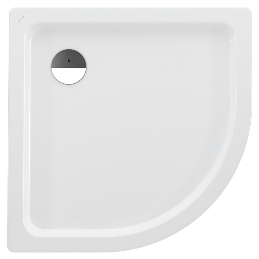 Receveur de douche PLATINA
longueur des côtés 90 cm
H 6.5 cm, rayon 55 cm
Acier, isolation phonique, quart de cercle
écoulement dans l’angle, D 90 mm
sans soupape d’écoulement