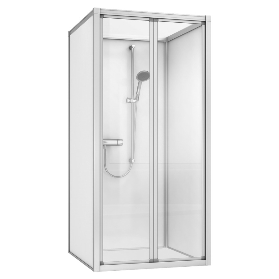 Partie supérieure ROTHALUX
Exklusiv, 84,5 x 84,5 cm
H 205 cm, parois matière
synthétique granit clair
avec tuyau, douche à main
glissière de douche
support à rotule, porte-savon
porte pliante 2 panneaux
sans partie basse 148 348