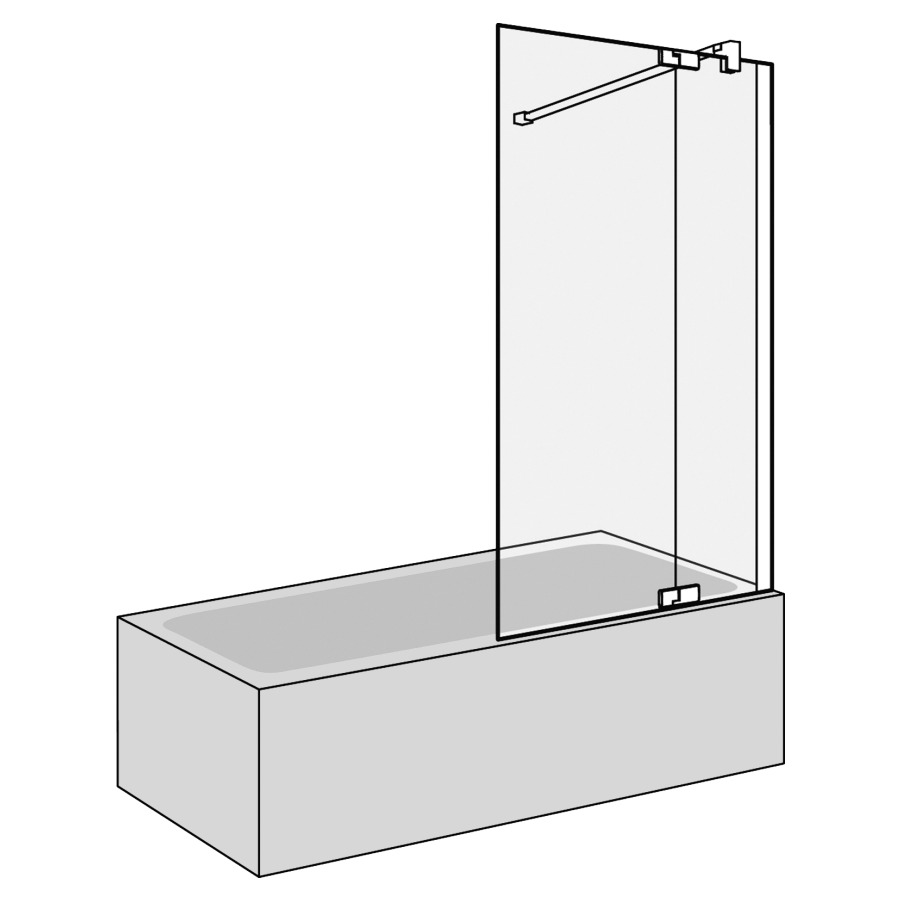 Porte battante S800
avec partie fixe, 99-100,5 cm
H 160 cm, charnières chromées
montage à droite, sur
baignoire