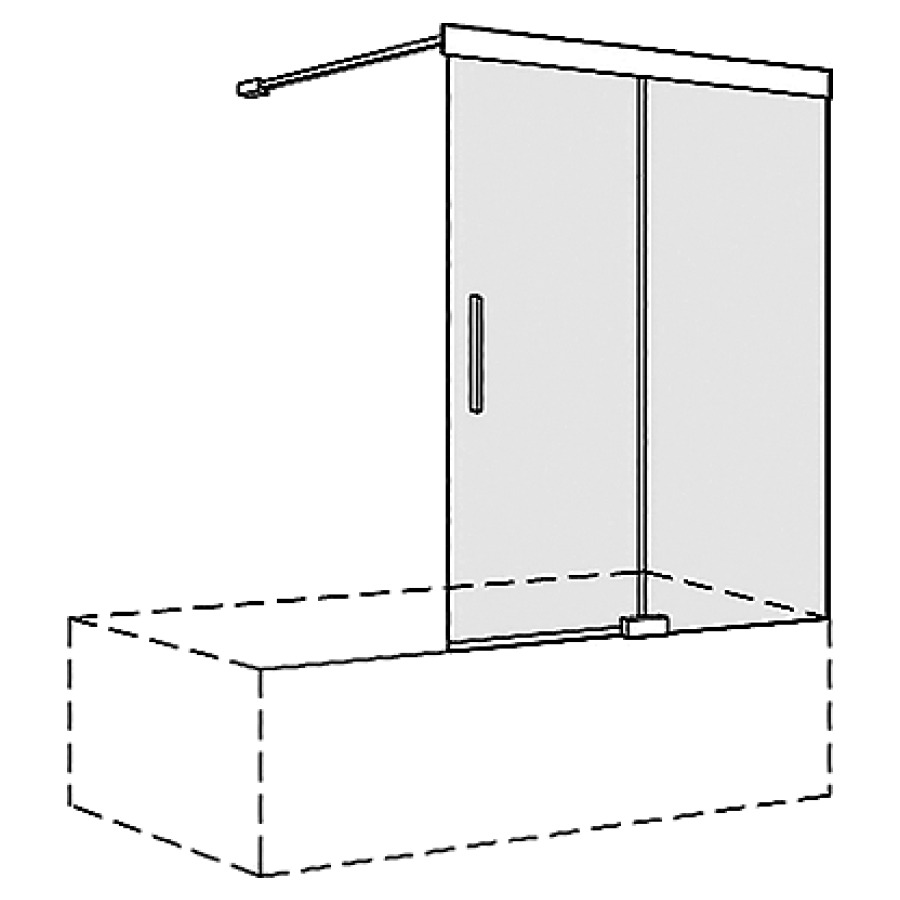 Porte coulissante S606PLUS
120-140 cm, H 160 cm
sans cadre, 2 panneaux
partie fixe à droite
Soft-Stop, fonction Self-Close
sur baignoire, MESURES EXACTES