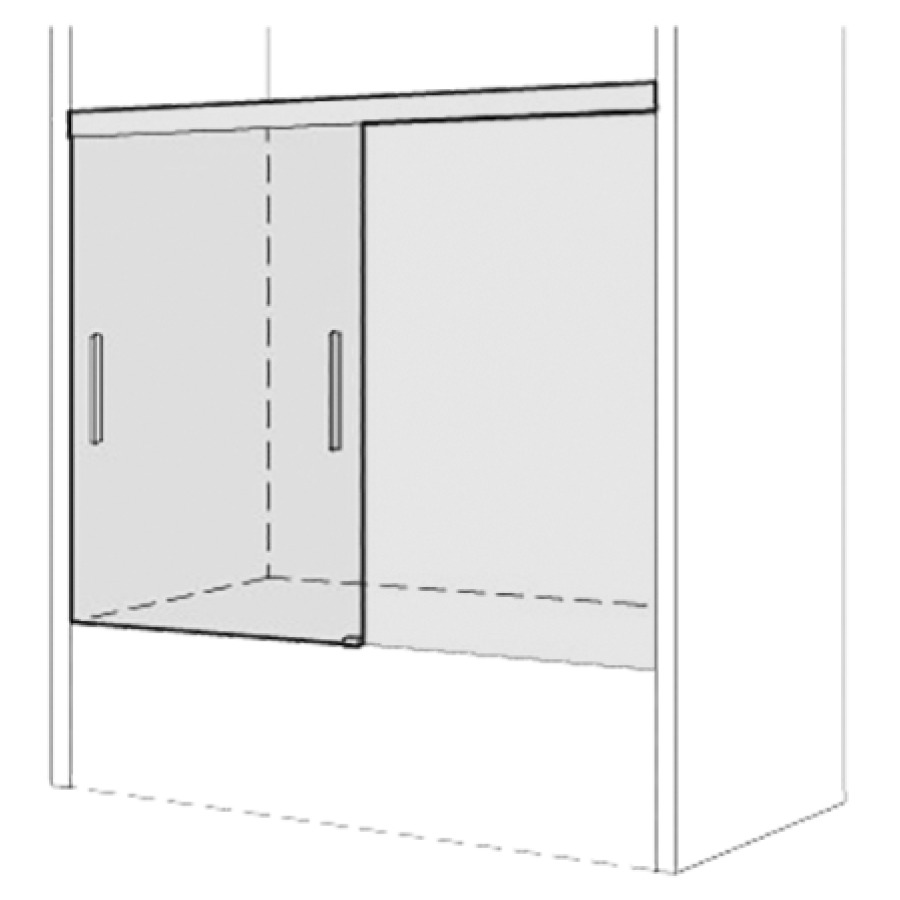 Porte coulissante S606PLUS
NICHE, 140,1-160 cm
H 160 cm, sans cadre
1 panneau, Soft-Stop fonction
Self-Close, sur baignoire
MESURES EXACTES SELON PRISE DE
MESURE