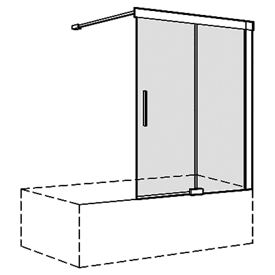 Porte coulissante S600PLUS
118,5-120 cm, H 160 cm
cadre partiel, 2 panneaux
partie fixe à droite
Soft-Stop, fonction Self-Close
sur baignoire, MESURES EXACTES
SELON PRISE DE MESURE
