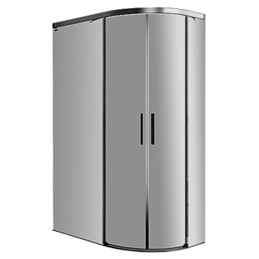 Porte coulissante BELLA VITA 3
PLUS ROUND asymétrique
100 x 90 cm, H 190 cm
2 portes coulissantes
2 parois fixes, radius 500
