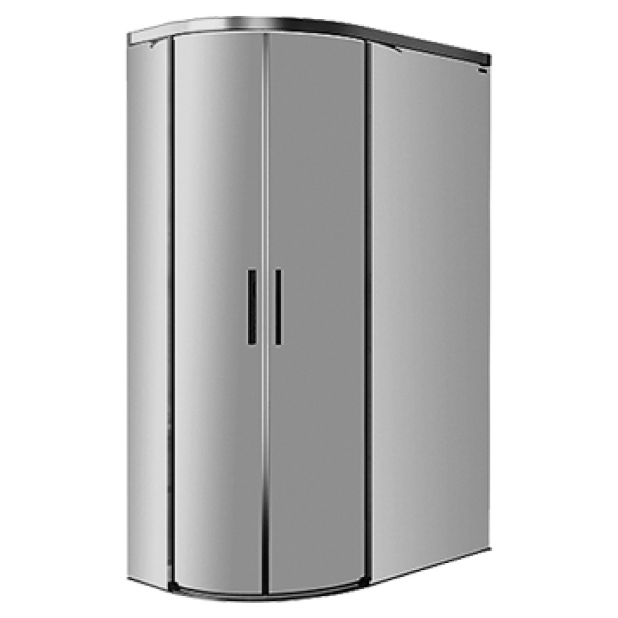 Porte coulissante BELLA VITA 3
PLUS ROUND asymétrique
90 x 100 cm, H 190 cm
2 portes coulissantes
2 parois fixes, radius 500