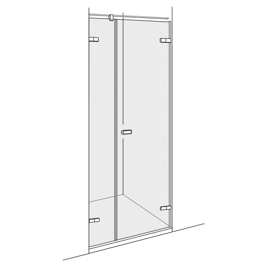 Pendeltüre VIVA NISCHE
125,1-180 cm, H -220 cm
mit Seitenteil in Front links
Band rechts, Fixierung mit
Beschlag, ohne Dekoreinlage
GENAUE MASSE NACH AUSMASS
Bei Armaturenfarbe muss bei
der Bestellung der Farbcode
der Armatur angegeben werden