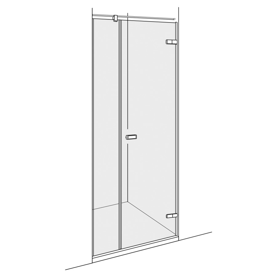 Pendeltüre VIVA NISCHE
-125 cm, H -220 cm
mit Seitenteil in Front links
Band rechts, Fixierung mit
Wandanschlussprofil, ohne
Dekoreinlage, GENAUE MASSE
NACH AUSMASS
