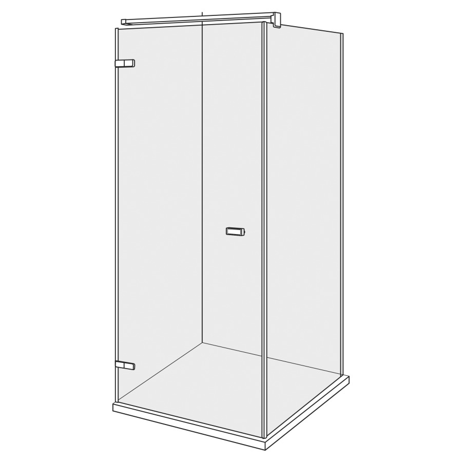 Pendeltüre VIVA
-100 x -125,1-180 cm
H -220 cm, mit Seitenwand
rechts, Türe Band links
Fixierung mit Wandanschluss-
profil, ohne Dekoreinlage
GENAUE MASSE NACH AUSMASS