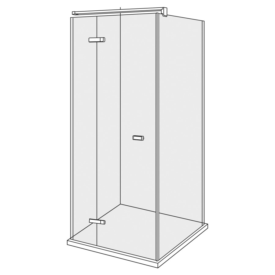 Pendeltüre VIVA
-125 x -125 cm, H -220 cm
mit Seitenwand rechts
Türe mit Festteil Band links
Fixierung mit Wandanschluss-
profil, ohne Dekoreinlage
GENAUE MASSE NACH AUSMASS