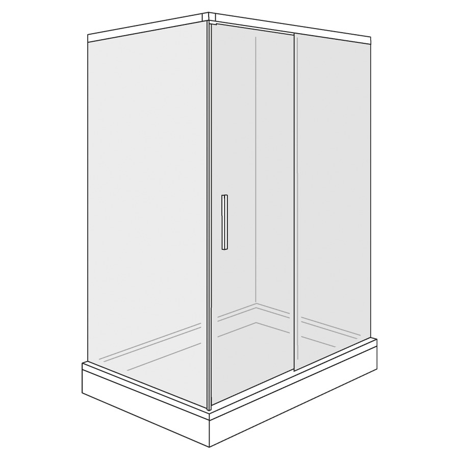 Porte coulissante BELLA VITA 3
PLUS
-120 x -120 cm, H -210 cm
2 parties, partie fixe butée à
droite, avec paroi latérale
côté fermeture, fonction
Soft-Close, MESURES EXACTES
SELON PRISE DE MESURE