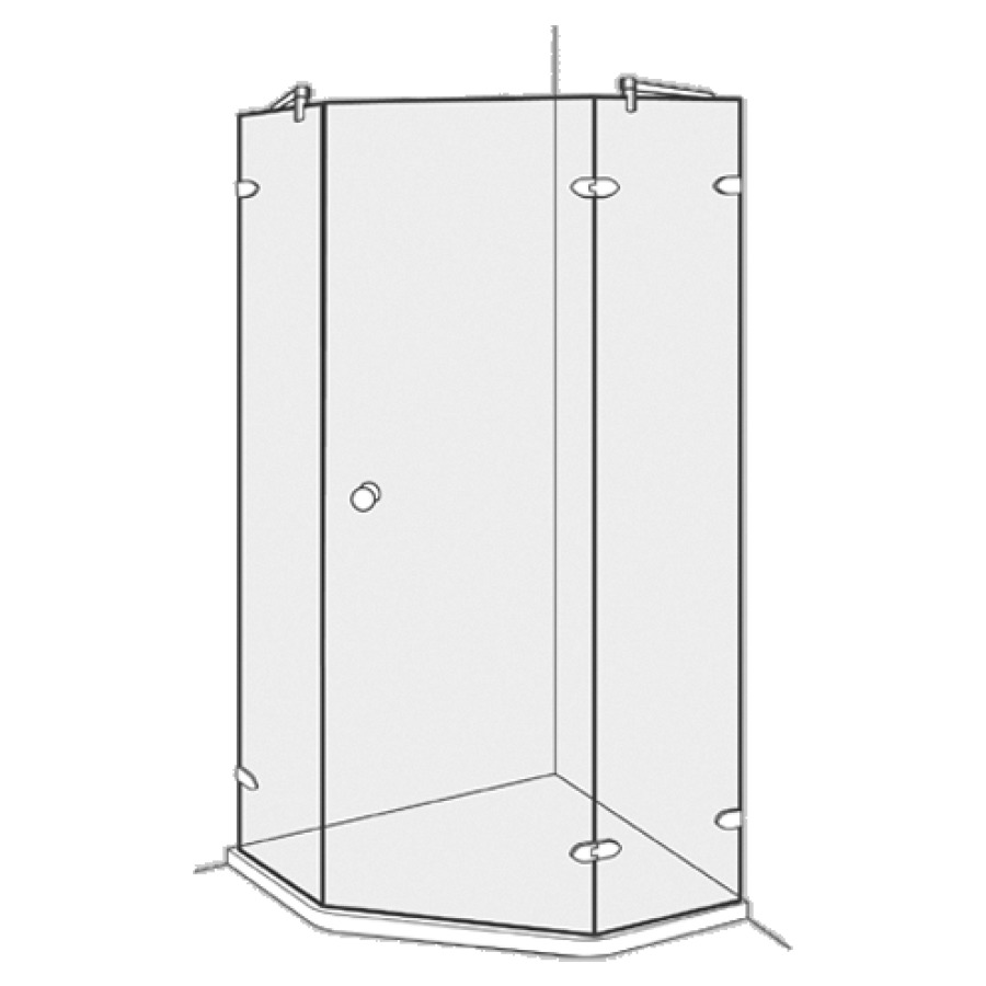 Entrée diagonale COLLECTION 2 PLUS FIVE
90 x 90 cm, H -210 cm
porte battante avec partie fixe à gauche et à droite
charnière à droite, sans cadre
pour douche pentagone code de compatibilité 500
MESURES EXACTES SELON PRISE DE MESURE