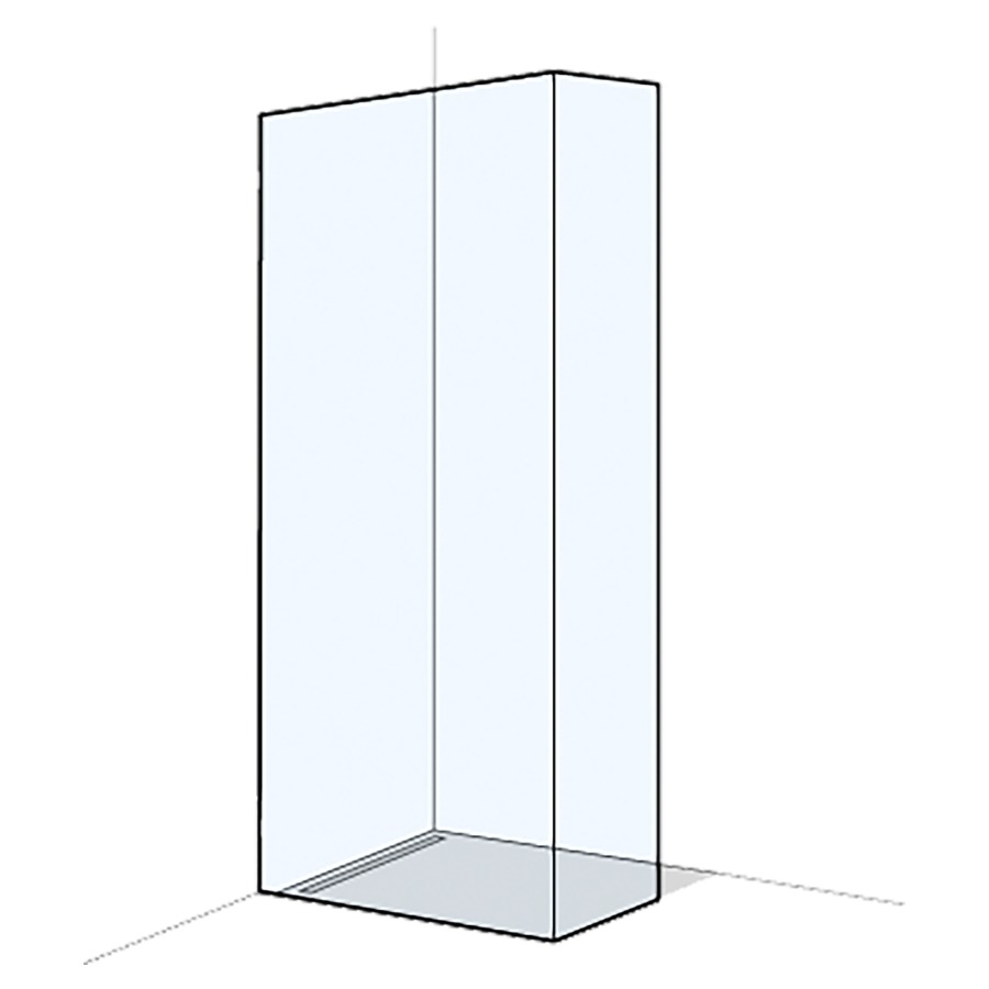Seitenwand X88 FREE GTFS
freistehend, 140,1-160 cm
H 200 cm, mit Glasteil 90° fix
Glas an Wand und am Boden
geklebt, ohne mechanische
Befestigung, Anschlag links
Montage nur durch den
Hersteller