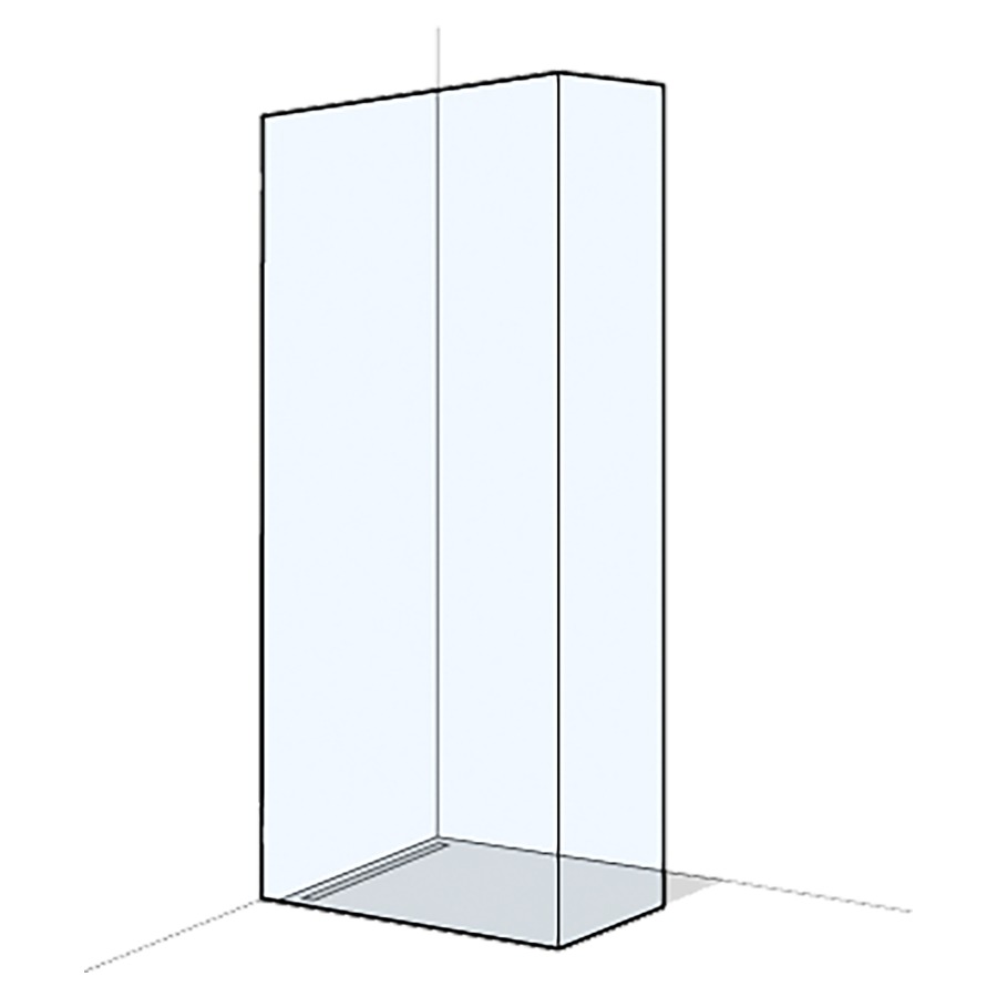 Seitenwand X88 FREE GTFS
freistehend, 200,1-220 cm
H 200 cm, mit Glasteil 90° fix
Glas an Wand und am Boden
geklebt, ohne mechanische
Befestigung, Anschlag links
Montage nur durch den
Hersteller