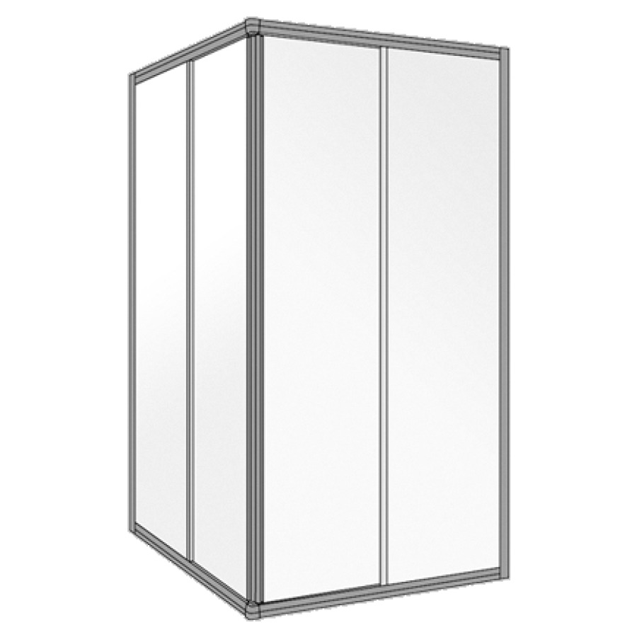 Entrée diagonale TWIGGY-TOP
98-100 x 78-80 cm, H 185 cm
porte coulissante en 2&nbsp;parties à gauche et à droite
encadré
