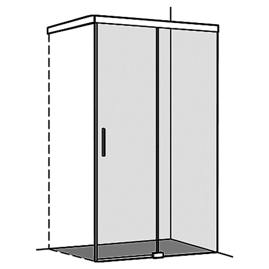 Porte coulissante S606PLUS
pour cloison latérale
110-140 cm, H 200 cm
sans cadre, 2 panneaux, partie
fixe à droite, en combinaison
avec paroi latérale côté
partie coulissante, Soft-Stop
fonction Self-Close, guidage
magnétique, MESURES EXACTES
SELON PRISE DE MESURE