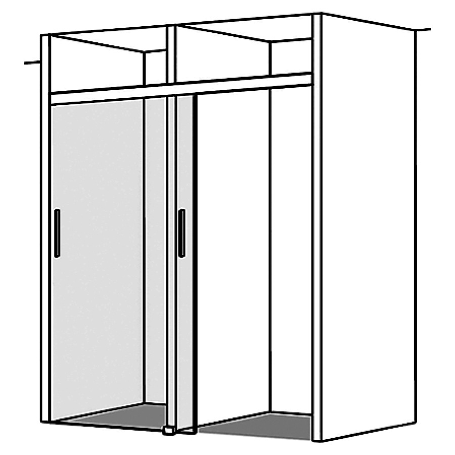 Porte coulissante S606PLUS
180,1-200 cm, H 200 cm
sans cadre, 1 panneaux
pour 2 locaux séparés, séparés
par un mur, Soft-Stop
fonction Self-Close, MESURES
EXACTES SELON PRISE DE MESURE