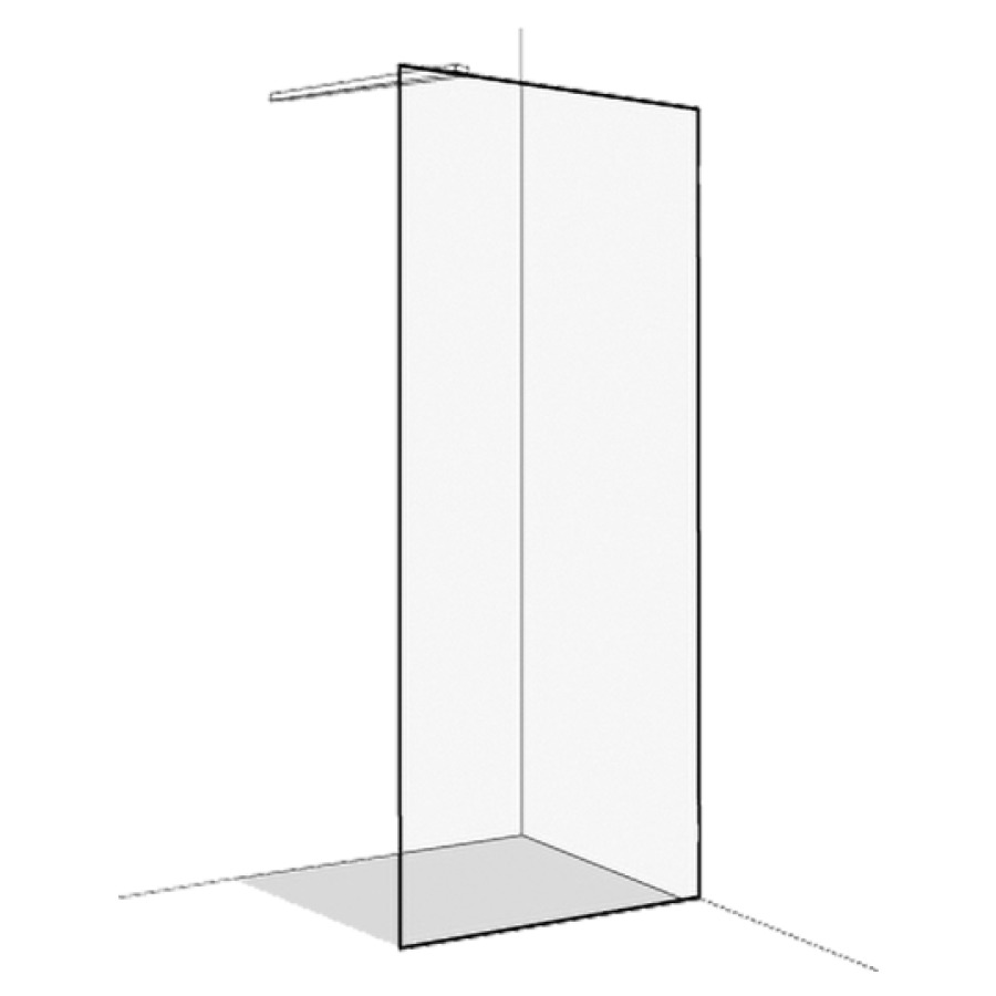 Seitenwand X77 GT freistehend
60,1-100 cm, H 200 cm
Glas an Wand und am Boden
geklebt, ohne Profile und
Winkel, mit Quertraverse
Band rechts, Montage nur durch
Hersteller