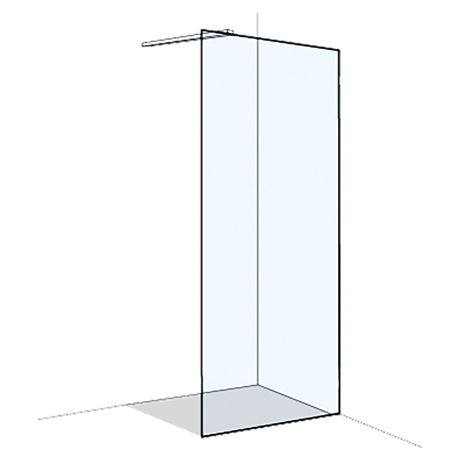 Seitenwand X77 GT freistehend
-60 cm, H 200 cm
Glas an Wand und am Boden
geklebt, ohne Profile und
Winkel, mit Quertraverse
Band rechts, Montage nur durch
Hersteller