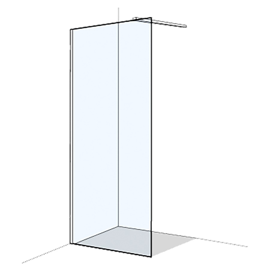 Seitenwand X77 AP1 freistehend
-60 cm, Glas auf Boden
geklebt, mit Wandprofil AP
H 200 cm, mit Quertraverse
Band links