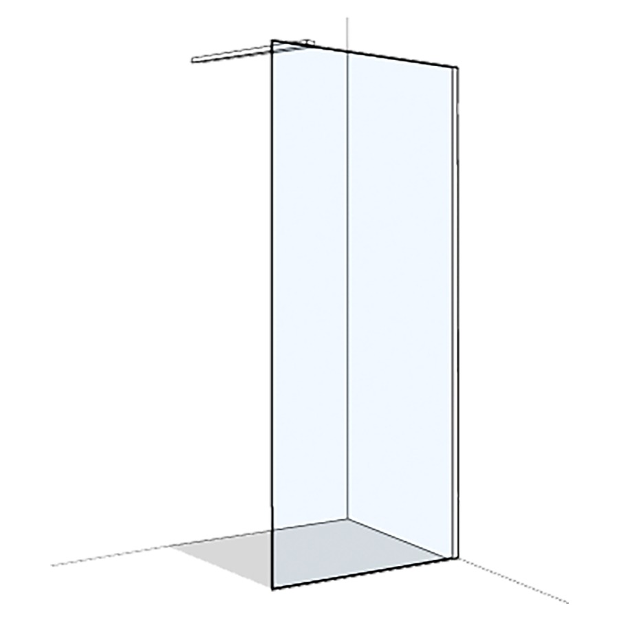 Seitenwand X77 AP1 freistehend
-60 cm, Glas auf Boden
geklebt, mit Wandprofil AP
H 200 cm, mit Quertraverse
Band rechts