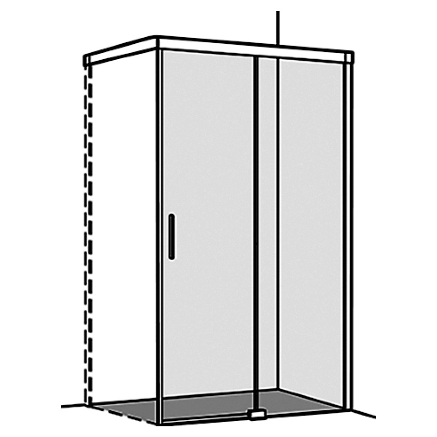 Porte coulissante S600PLUS
pour cloison latérale
116,8-118,3 cm, H 200 cm
cadre partiel, 2 panneaux
partie fixe à droite
Soft-Stop, fonction Self-Close
guidage magnétique