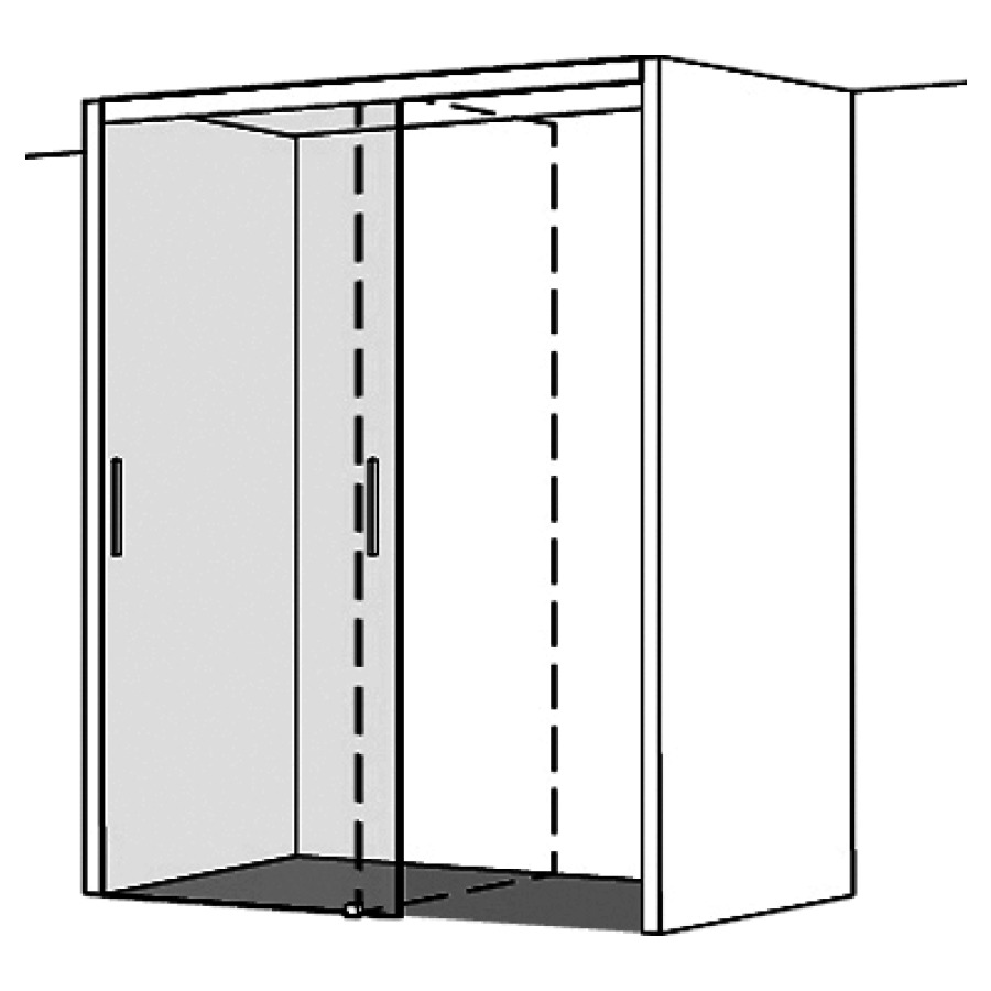 Porte coulissante S606PLUS
pleine hauteur
140-180 cm, sans cadre
1 panneaux, pour 2 locaux
séparés, séparés par un verre
fixe, Soft-Stop, fonction
Self-Close, MESURES EXACTES
SELON PRISE DE MESURE
