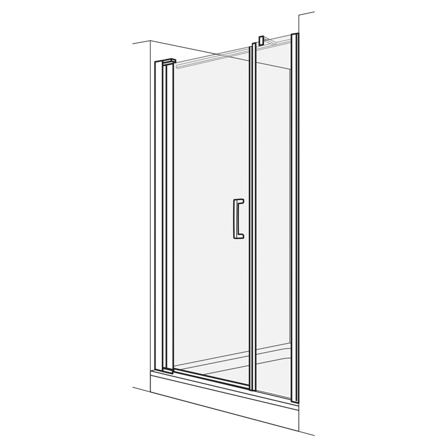 Porte battante OPTIMA 6 NICHE
157-161 cm, H 200 cm
cloison latérale à l'avant
droite, charnières à gauche