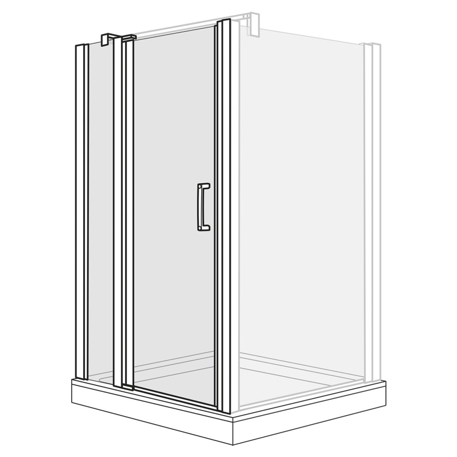 Porte battante OPTIMA 6
118,5-120,5 cm, H 200 cm
pour cloison latérale
avec partie fixe, montage à
gauche