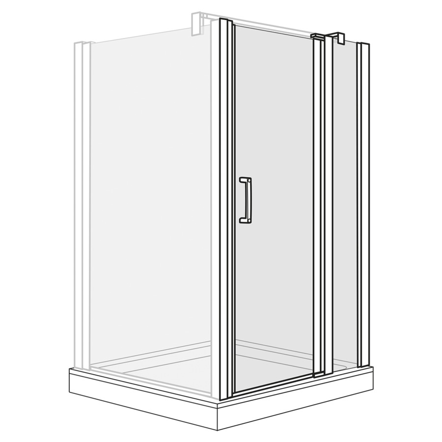 Porte battante OPTIMA 6
118,5-120,5 cm, H 200 cm
pour cloison latérale
avec partie fixe, montage à
droite