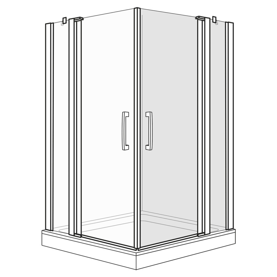 Porte battante OPTIMA 6
98,5-100,5 cm, H 200 cm
pour entrée diagonale
avec partie fixe à droite