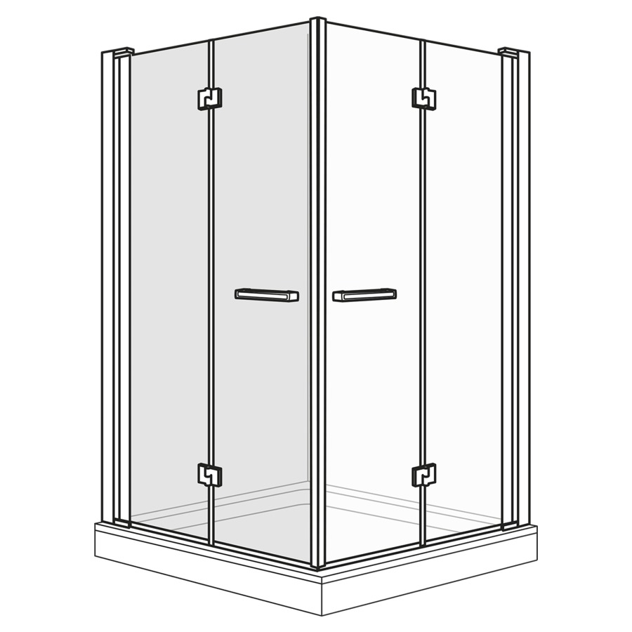 Porte pliante OPTIMA 6
78,5-80,5 cm, H 200 cm
pour entrée diagonale
2 panneaux, partie fixe
montage à gauche