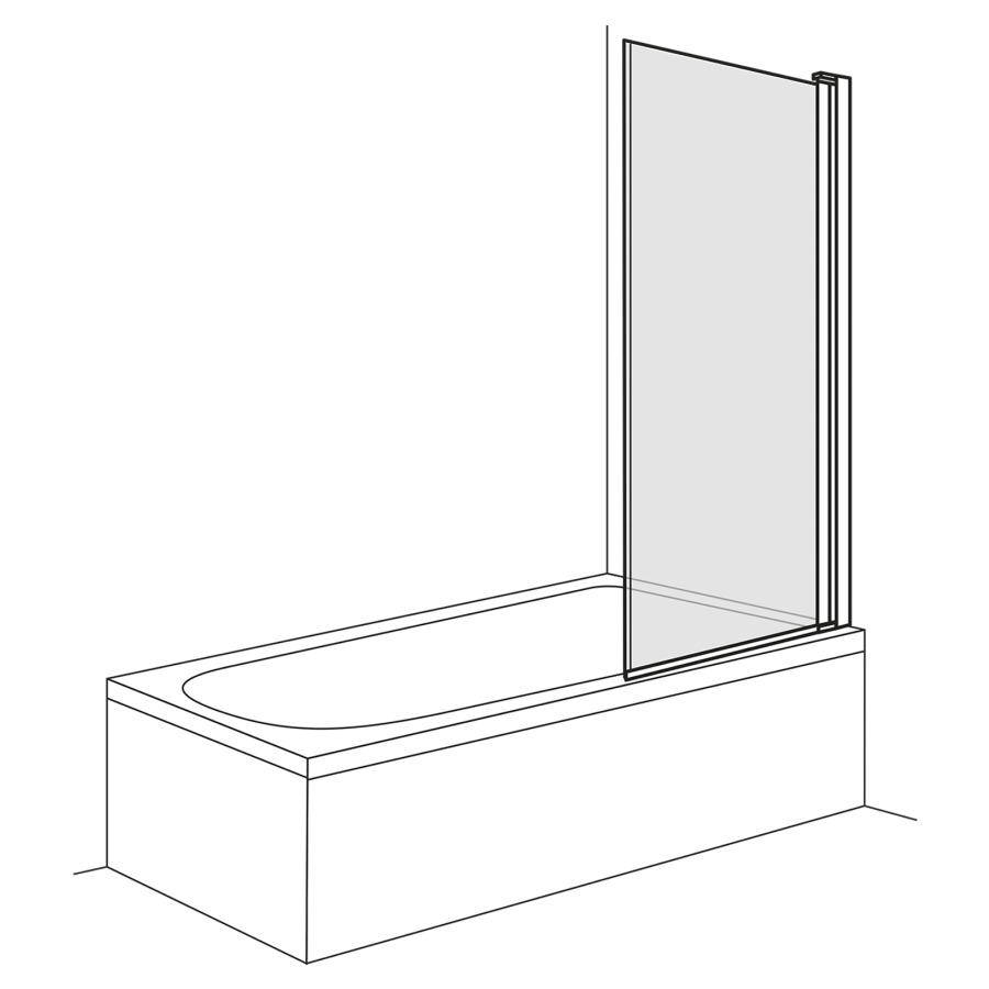 Porte battante OPTIMA 6
75 cm, H 150 cm
1 panneau, 180° pivotant
montage à droite, sur
baignoire