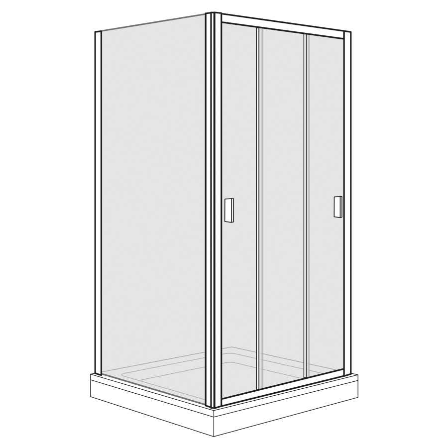 Porte coulissante Optima 400
97.8-102.8 cm, H 190 cm
3 panneaux, avec cloison
latérale à gauche 87,8-90,3 cm