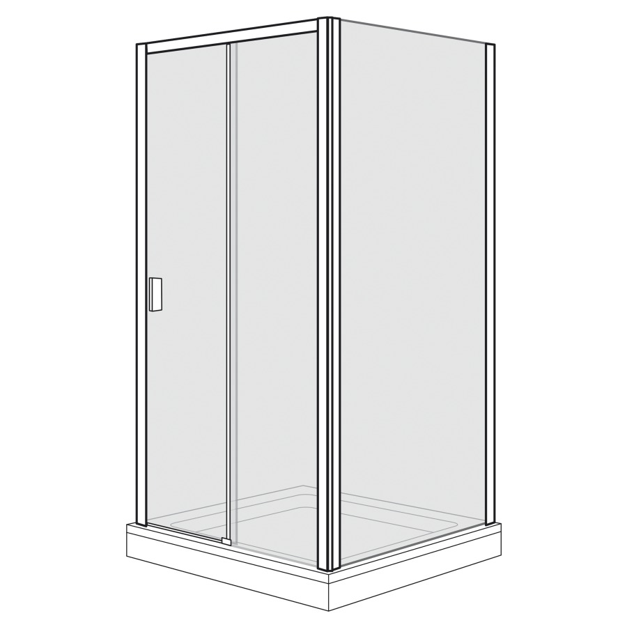 Porte coulissante OPTIMA 6
PLUS
117,8-122,8 cm, H 200 cm
2 panneaux, avec cloison
latérale à droite 87,8-90,3 cm
partie fixe sur cloison
latérale