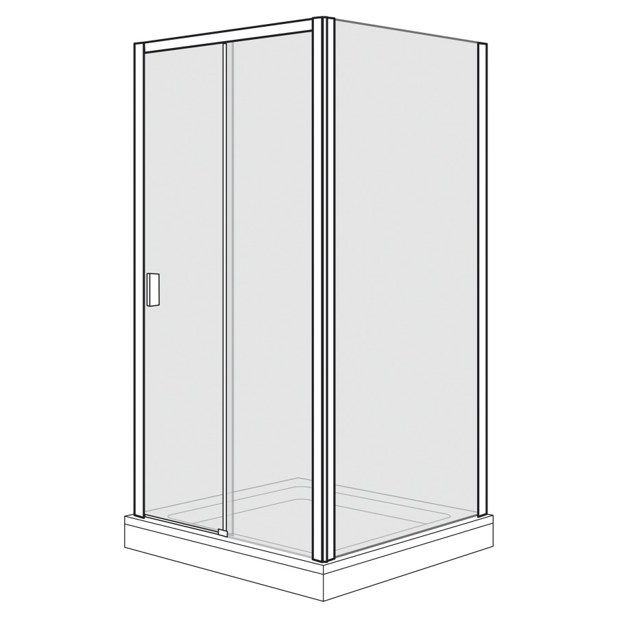 Porte coulissante OPTIMA 6
PLUS
137,8-142,8 cm, H 200 cm
2 panneaux, avec cloison
latérale à droite 87,8-90,3 cm
partie fixe sur cloison
latérale