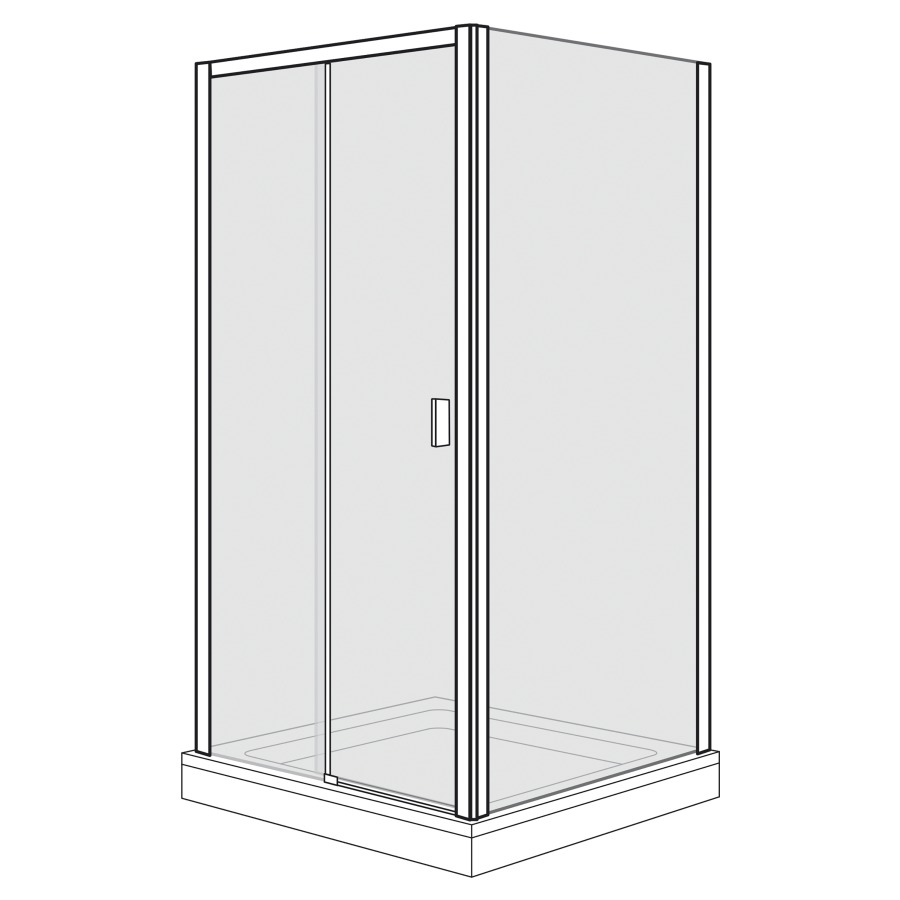 Porte coulissante OPTIMA 6
PLUS
117,8-122,8 cm, H 200 cm
2 panneaux, avec cloison
latérale à droite 87,8-90,3 cm
partie fixe sur le mur