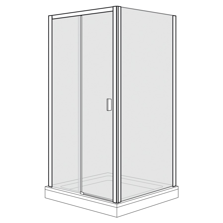 Porte coulissante OPTIMA 6
PLUS
137,8-142,8 cm, H 200 cm
2 panneaux, avec cloison
latérale à droite 87,8-90,3 cm
partie fixe sur le mur