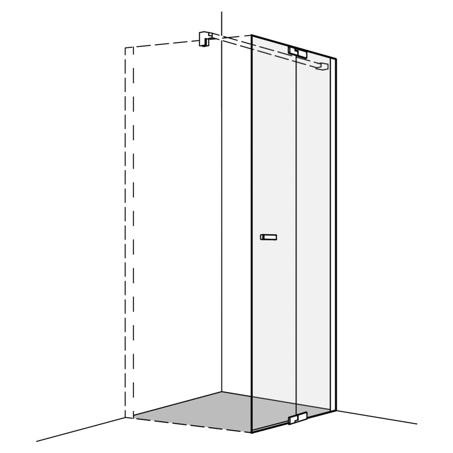 Porte battante S800
avec élément fixe, pour
cloison latérale, 88,5-90 cm
H 200 cm, charnières chromées
montage à droite