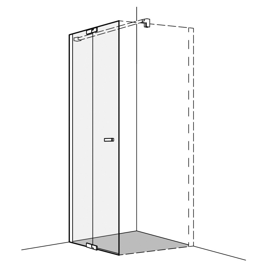 Porte battante S800
avec élément fixe, pour
cloison latérale, 118,5-120 cm
H 200 cm, charnières chromées
montage à gauche