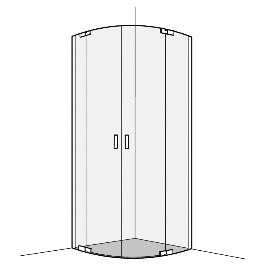 Entrée diagonale S800
98.5-100 x 98.5-100 cm, H 200 cm
porte battante avec partie fixe à gauche et à droite
avec cadre partiel, pour douche quart de cercle R 50 cm